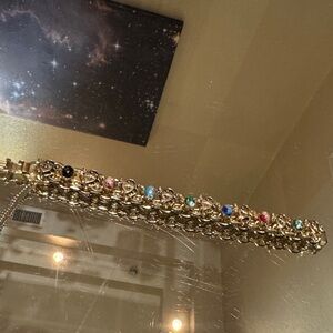 Vintage Mid-Century Gold Tone Cabochon Bracelet | 52g Statement Piece ✨